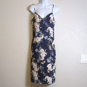 Nordstrom Love, Fire navy floral sleeveless v neck midi dress